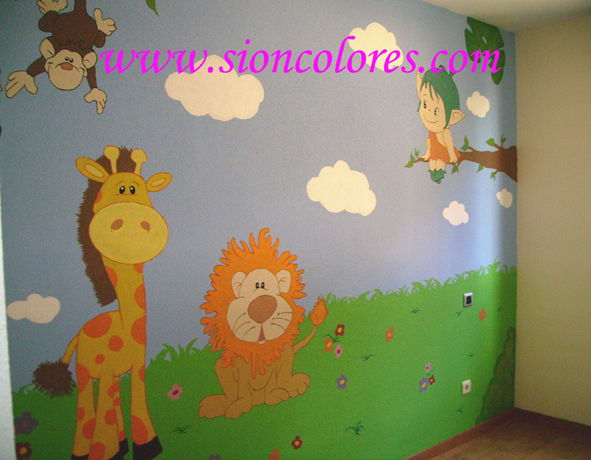 mural_decoracion_infantil_habitacion_ninos_animales